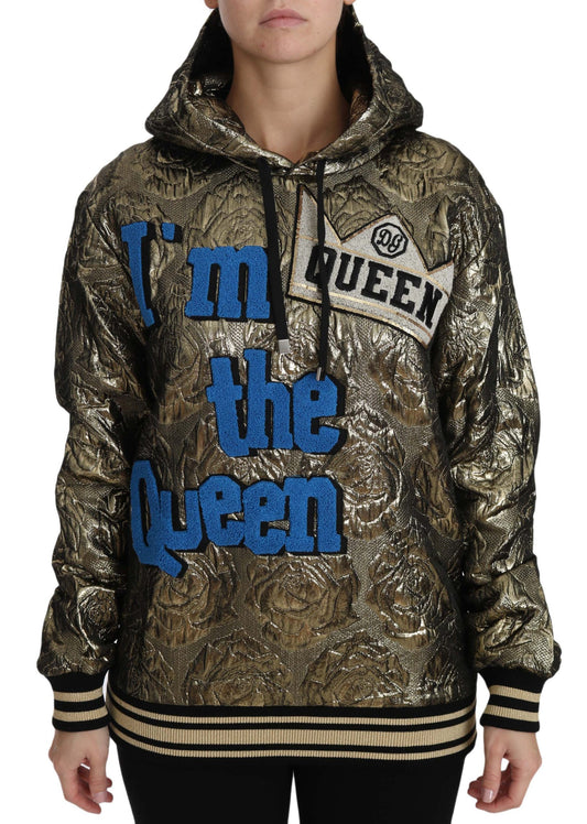 Dolce &amp; Gabbana – „Im The Queen“-Sweatshirt mit Jaquard-Print in Gold