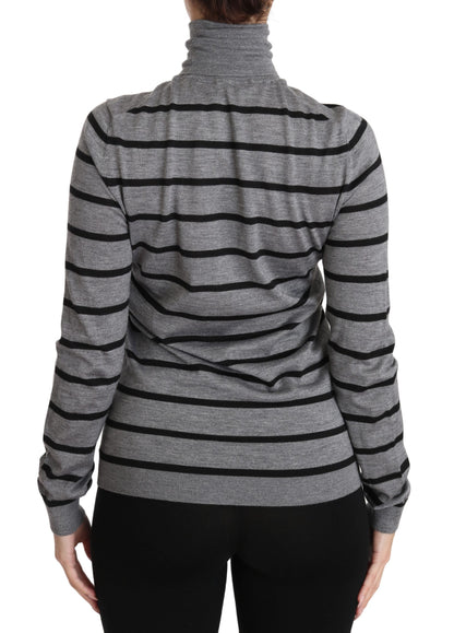 Dolce &amp; Gabbana Grauer Rollkragenpullover aus Kaschmir-Seide