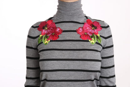 Dolce &amp; Gabbana Grauer Rollkragenpullover aus Kaschmir-Seide