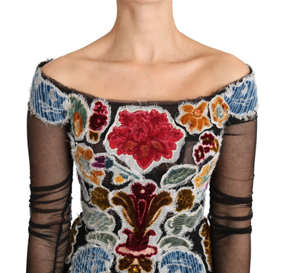 Dolce &amp; Gabbana – T-Shirt-Bluse „Ricamo“ in Schwarz mit Blumenmuster