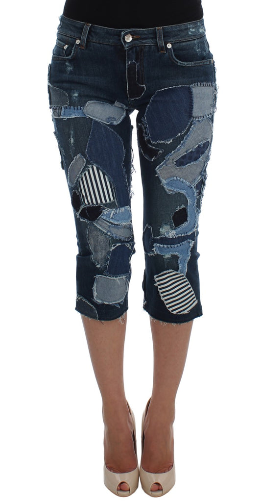 Dolce &amp; Gabbana Stretch-Jeansshorts in Blau mit Patchwork