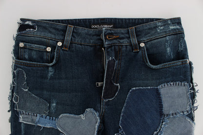Dolce &amp; Gabbana Stretch-Jeansshorts in Blau mit Patchwork