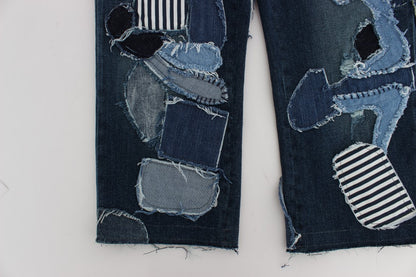 Dolce &amp; Gabbana Stretch-Jeansshorts in Blau mit Patchwork