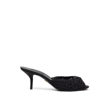 Dolce &amp; Gabbana Schwarze Baumwollsandale