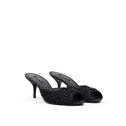 Dolce &amp; Gabbana Schwarze Baumwollsandale