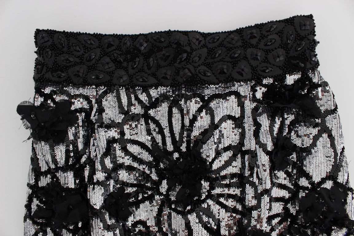 Dolce &amp; Gabbana – Schwarze Mini-Shorts mit Kristallpailletten 