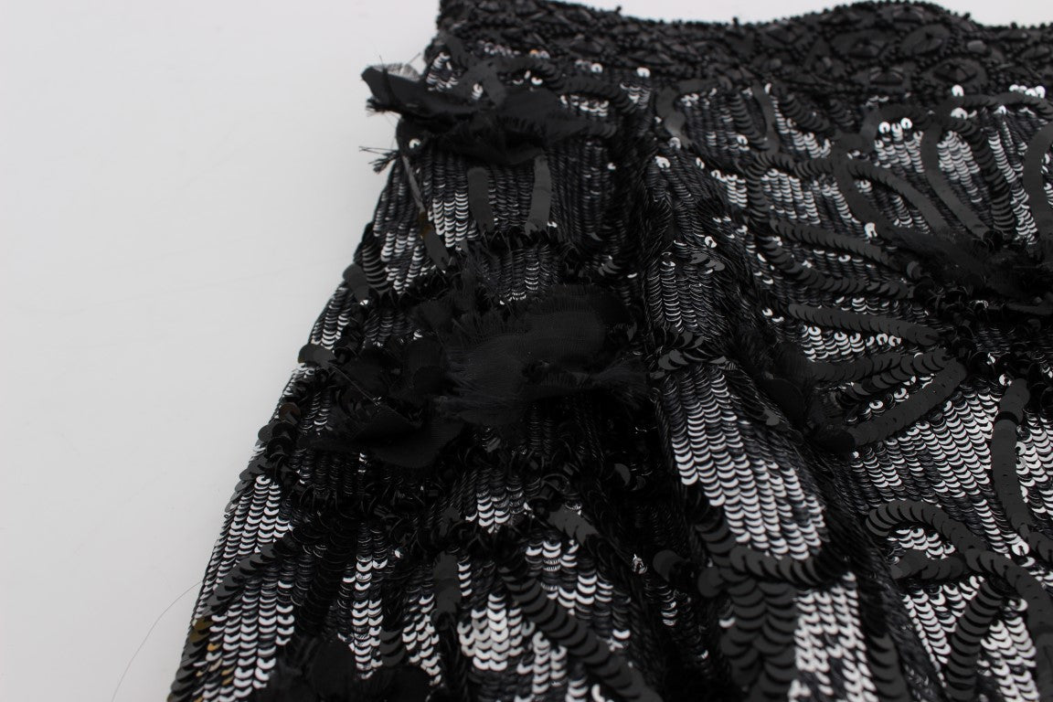 Dolce &amp; Gabbana – Schwarze Mini-Shorts mit Kristallpailletten 