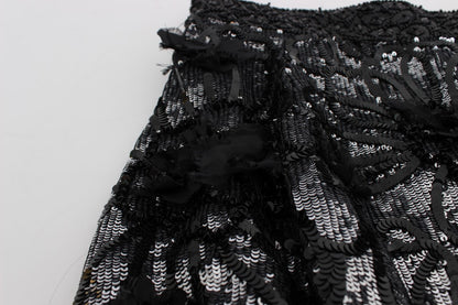 Dolce &amp; Gabbana – Schwarze Mini-Shorts mit Kristallpailletten 