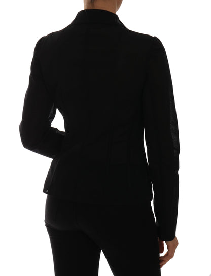 Dolce &amp; Gabbana – Schwarze Blazerjacke aus Nylonnetz
