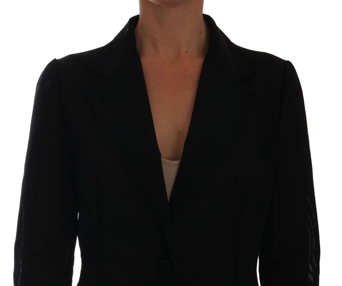 Dolce &amp; Gabbana – Schwarze Blazerjacke aus Nylonnetz