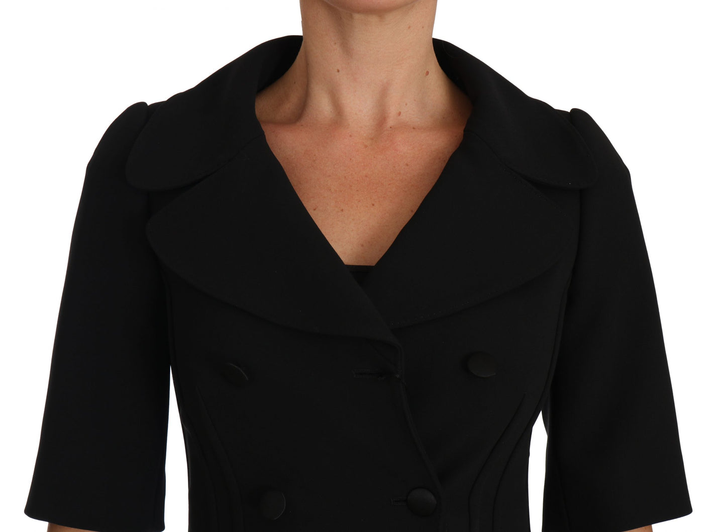 Dolce &amp; Gabbana – Schwarzer, kurzer, taillierter Blazer aus Wolle