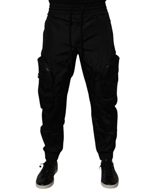 Dolce &amp; Gabbana Black Nylon Cargo Jogger Men Sweatpants Pants