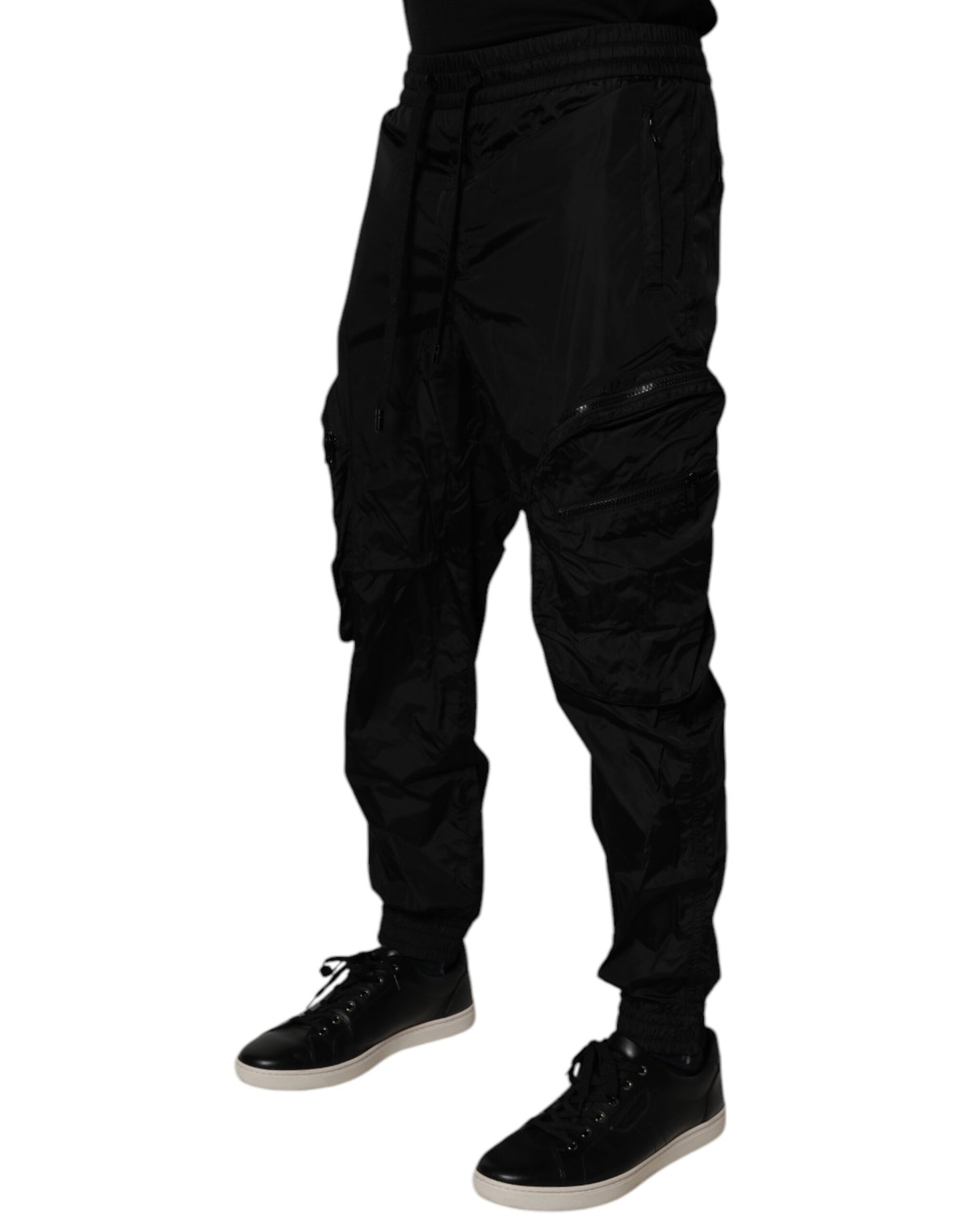 Dolce &amp; Gabbana Black Nylon Cargo Jogger Men Sweatpants Pants