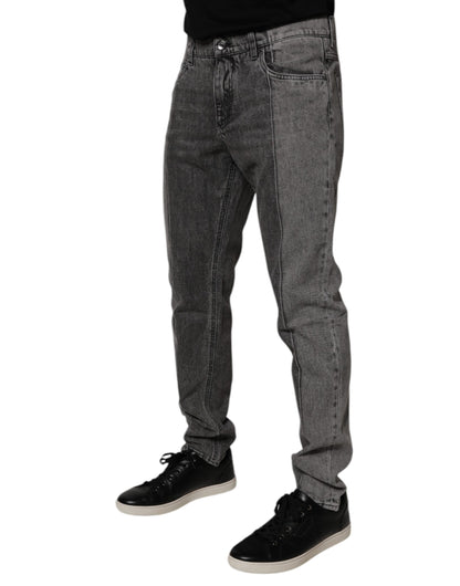 Dolce &amp; Gabbana – Zweifarbige Jeans aus grauem Baumwolldenim