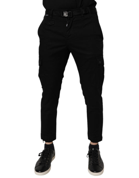 Dolce &amp; Gabbana Black Cotton Stretch Skinny Cargo Denim Jeans
