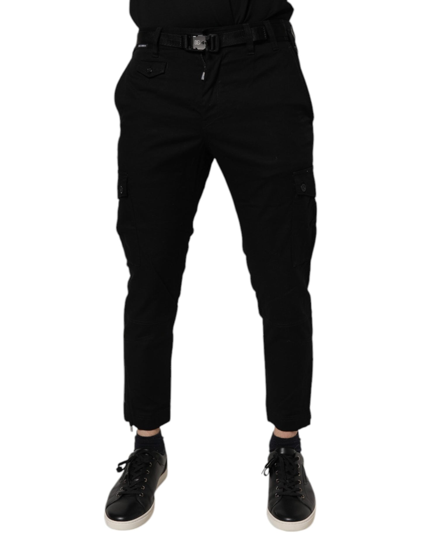 Dolce &amp; Gabbana Black Cotton Stretch Skinny Cargo Denim Jeans