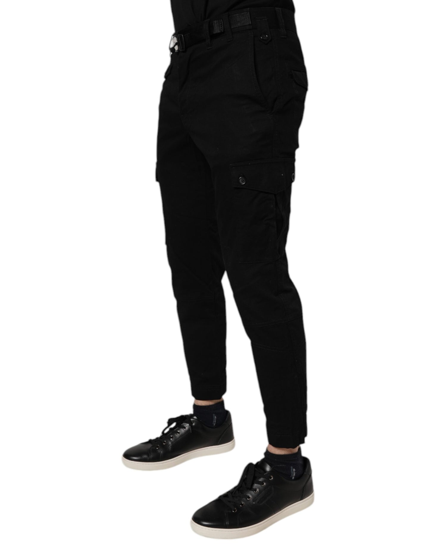 Dolce &amp; Gabbana Black Cotton Stretch Skinny Cargo Denim Jeans