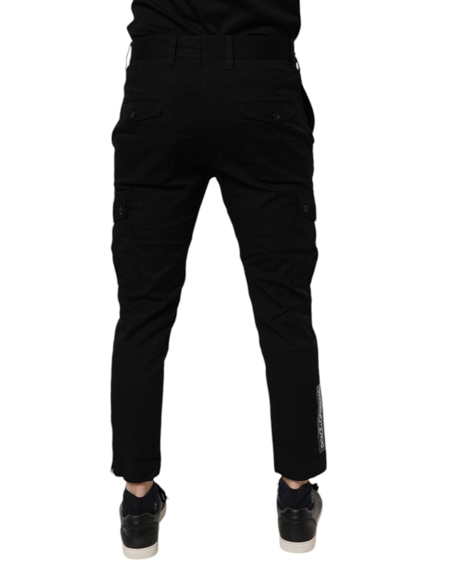 Dolce &amp; Gabbana Black Cotton Stretch Skinny Cargo Denim Jeans