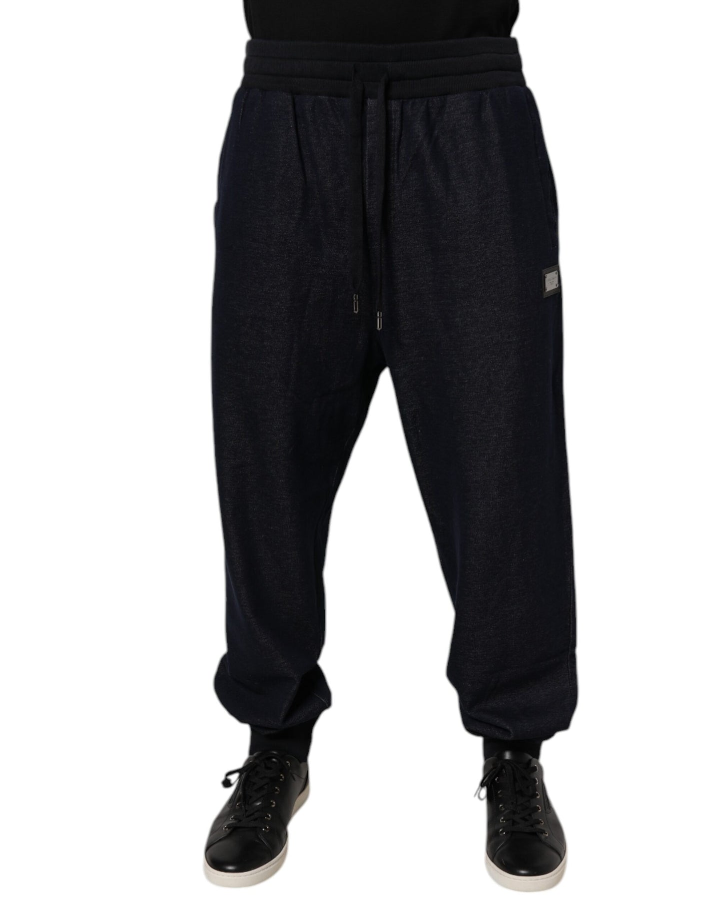 Dolce &amp; Gabbana Black Jacquard Cotton Jogger Sweatpants Pants