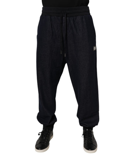 Dolce &amp; Gabbana Black Jacquard Cotton Jogger Sweatpants Pants