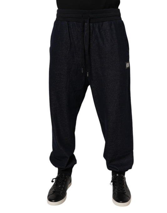 Dolce &amp; Gabbana Black Jacquard Cotton Jogger Sweatpants Pants