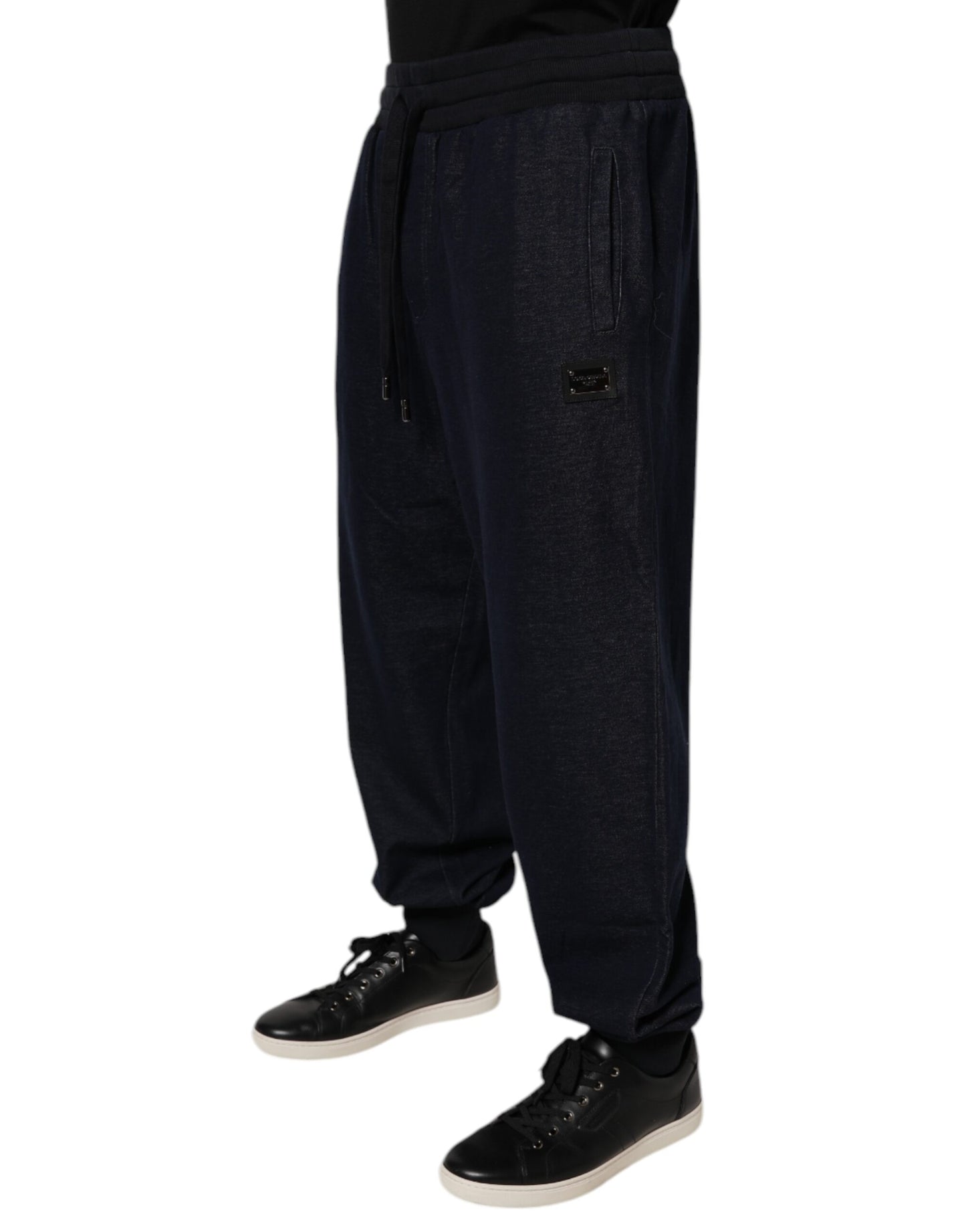 Dolce &amp; Gabbana Black Jacquard Cotton Jogger Sweatpants Pants
