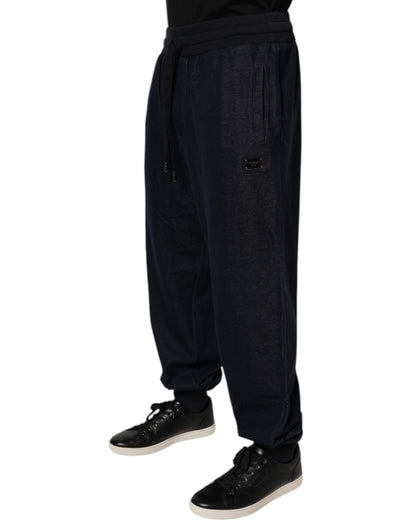 Dolce &amp; Gabbana Black Jacquard Cotton Jogger Sweatpants Pants