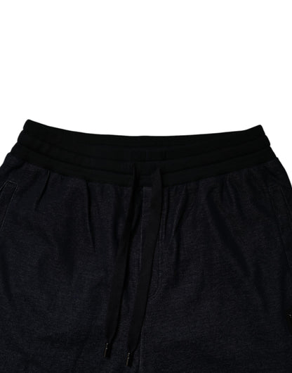 Dolce &amp; Gabbana Black Jacquard Cotton Jogger Sweatpants Pants