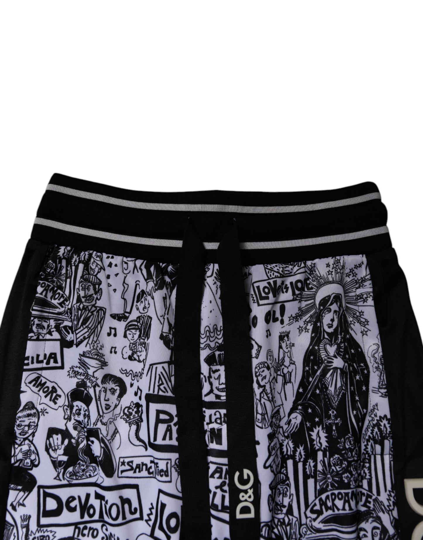 Dolce &amp; Gabbana White Graffiti Polyester Jogger Men Sweatpants Pants