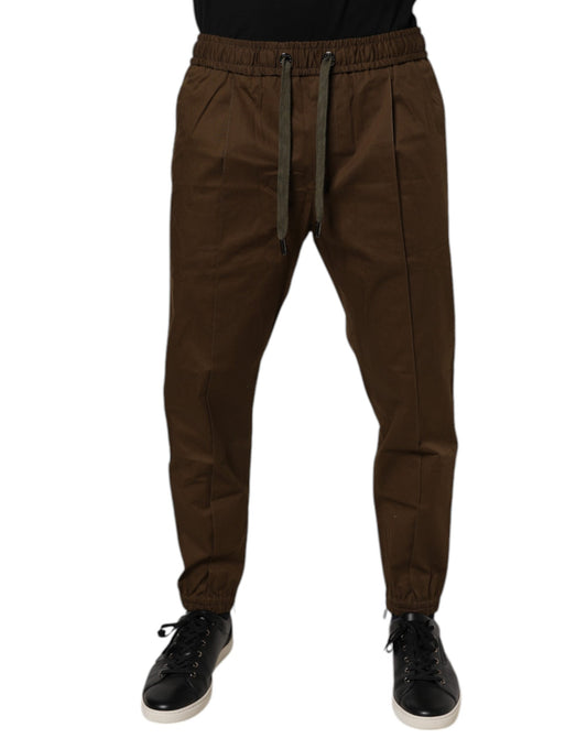 Dolce &amp; Gabbana Brown Cotton Stretch Jogger Sweatpants Pants