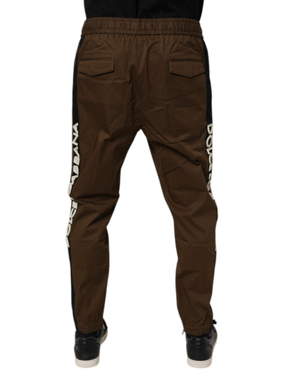 Dolce &amp; Gabbana Brown Cotton Stretch Jogger Sweatpants Pants