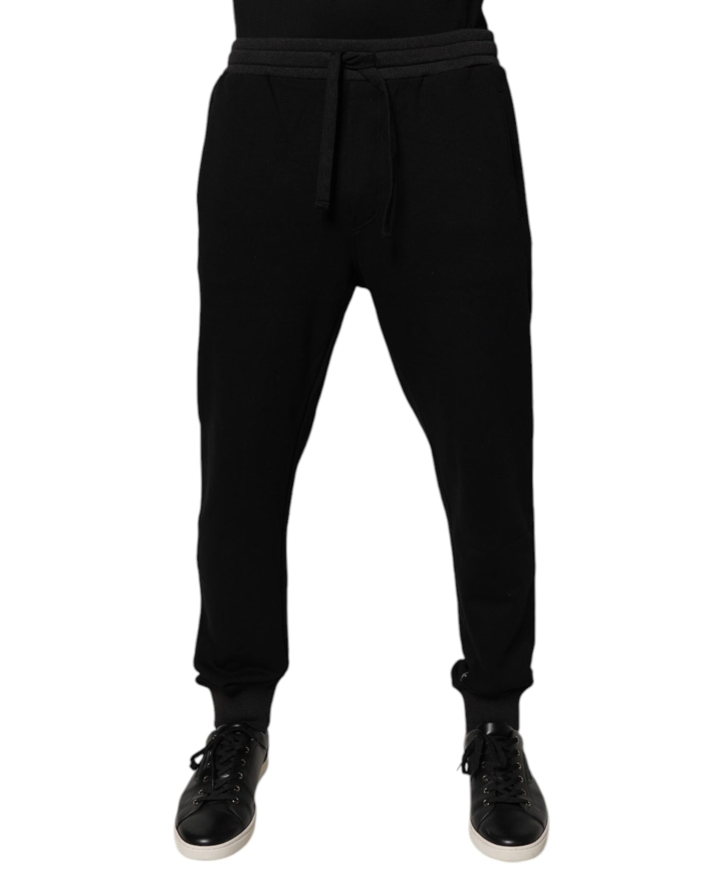 Dolce &amp; Gabbana Black Logo Men Jogger Cotton Sweatpants Pants