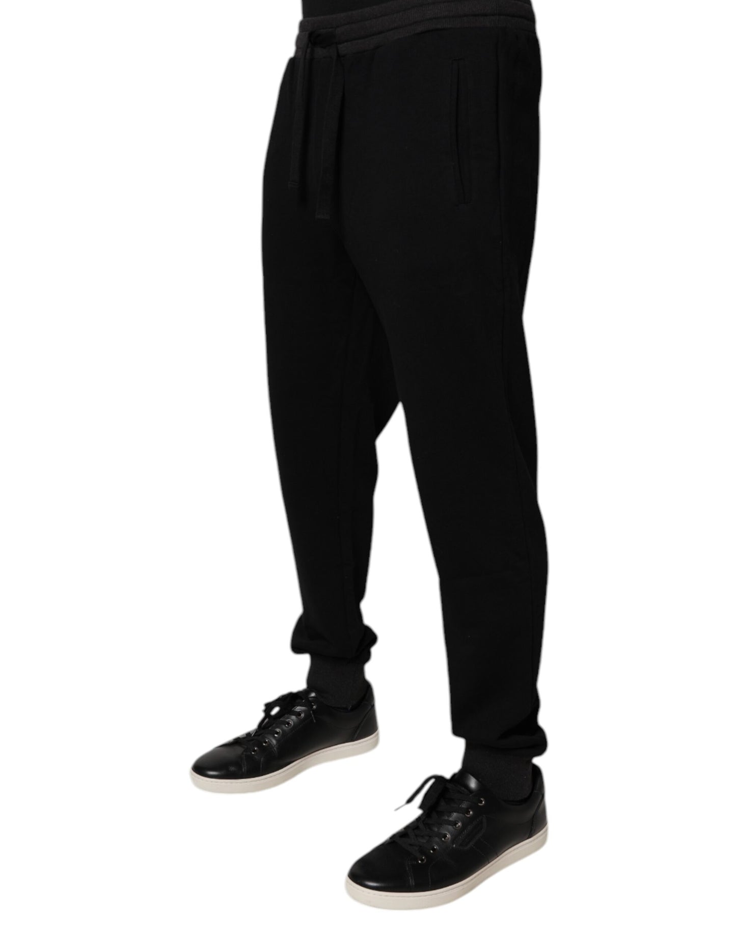 Dolce &amp; Gabbana Black Logo Men Jogger Cotton Sweatpants Pants