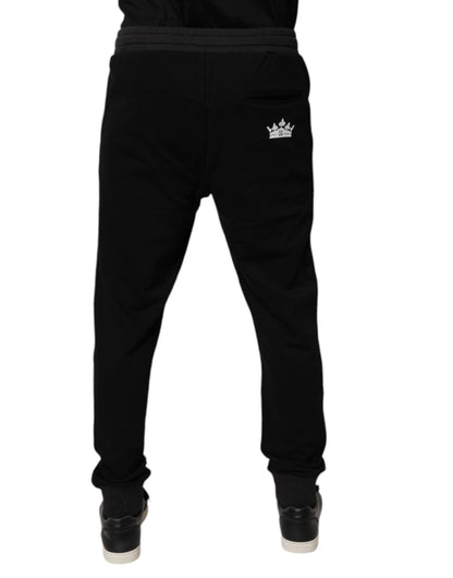 Dolce &amp; Gabbana Black Logo Men Jogger Cotton Sweatpants Pants