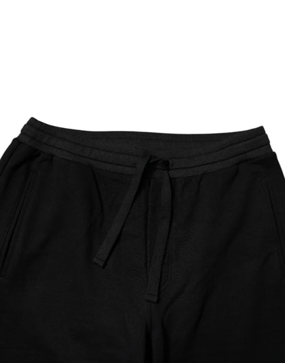 Dolce &amp; Gabbana Black Logo Men Jogger Cotton Sweatpants Pants