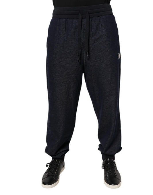 Dolce &amp; Gabbana Black Jacquard Jogger Men Sweatpants Pants
