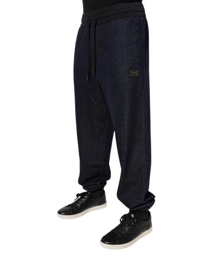 Dolce &amp; Gabbana Black Jacquard Jogger Men Sweatpants Pants