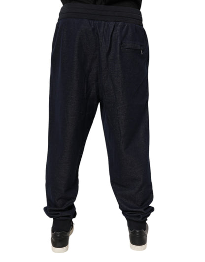 Dolce &amp; Gabbana Black Jacquard Jogger Men Sweatpants Pants
