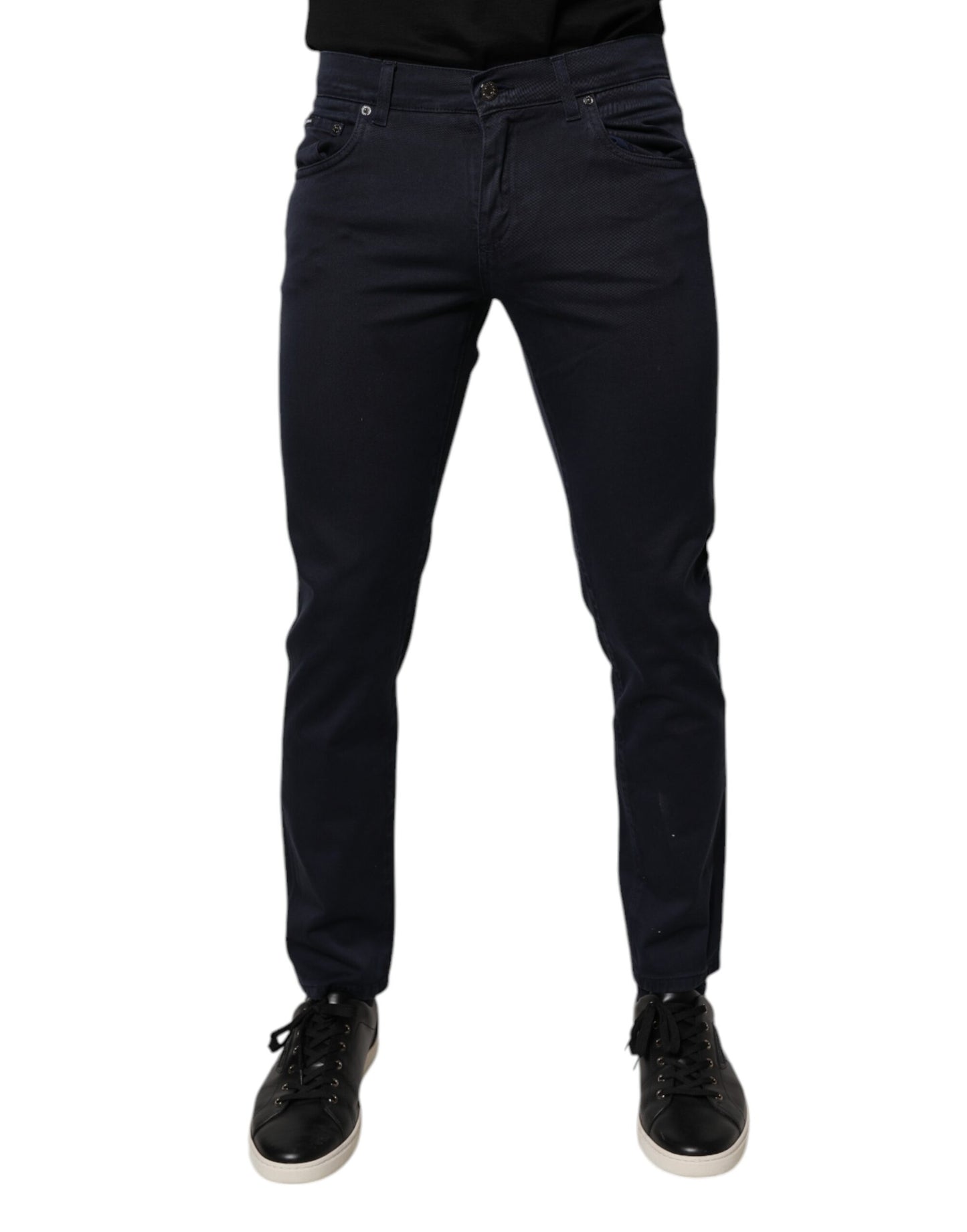 Dolce &amp; Gabbana Dark Blue GOLD Cotton Skinny Men Denim Jeans