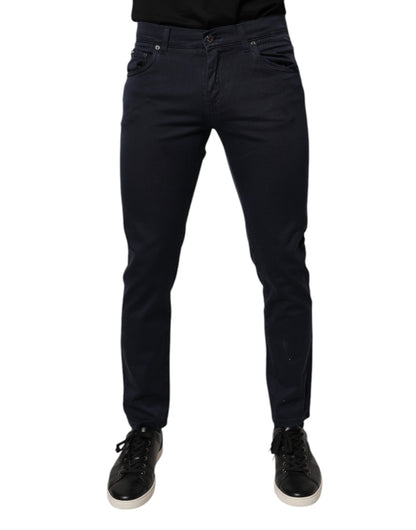 Dolce &amp; Gabbana Dark Blue GOLD Cotton Skinny Men Denim Jeans