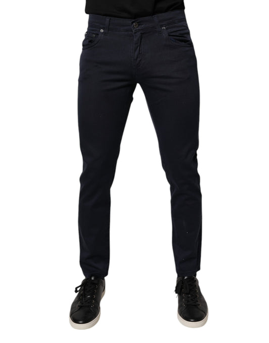 Dolce &amp; Gabbana Dark Blue GOLD Cotton Skinny Men Denim Jeans