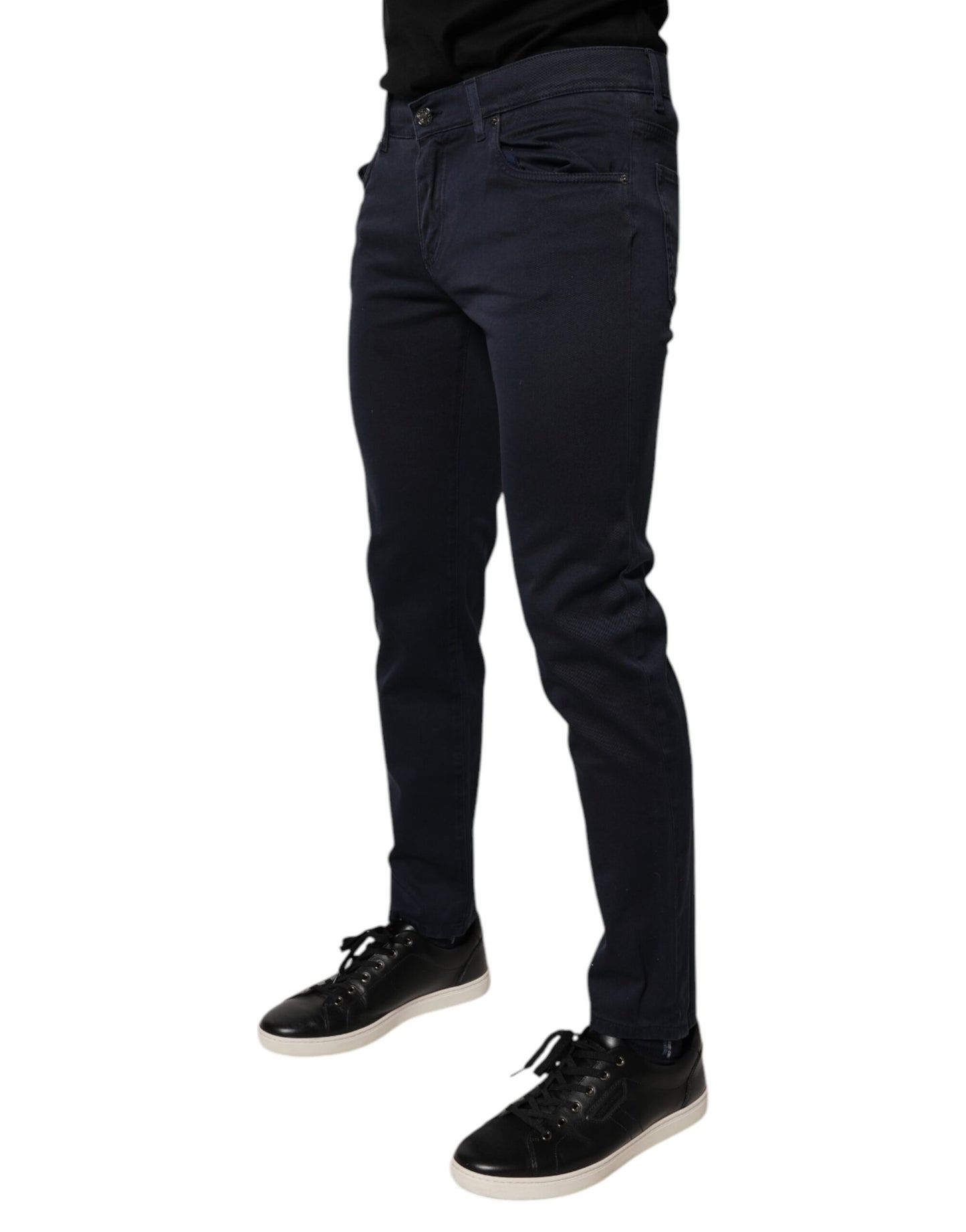 Dolce &amp; Gabbana Dark Blue GOLD Cotton Skinny Men Denim Jeans