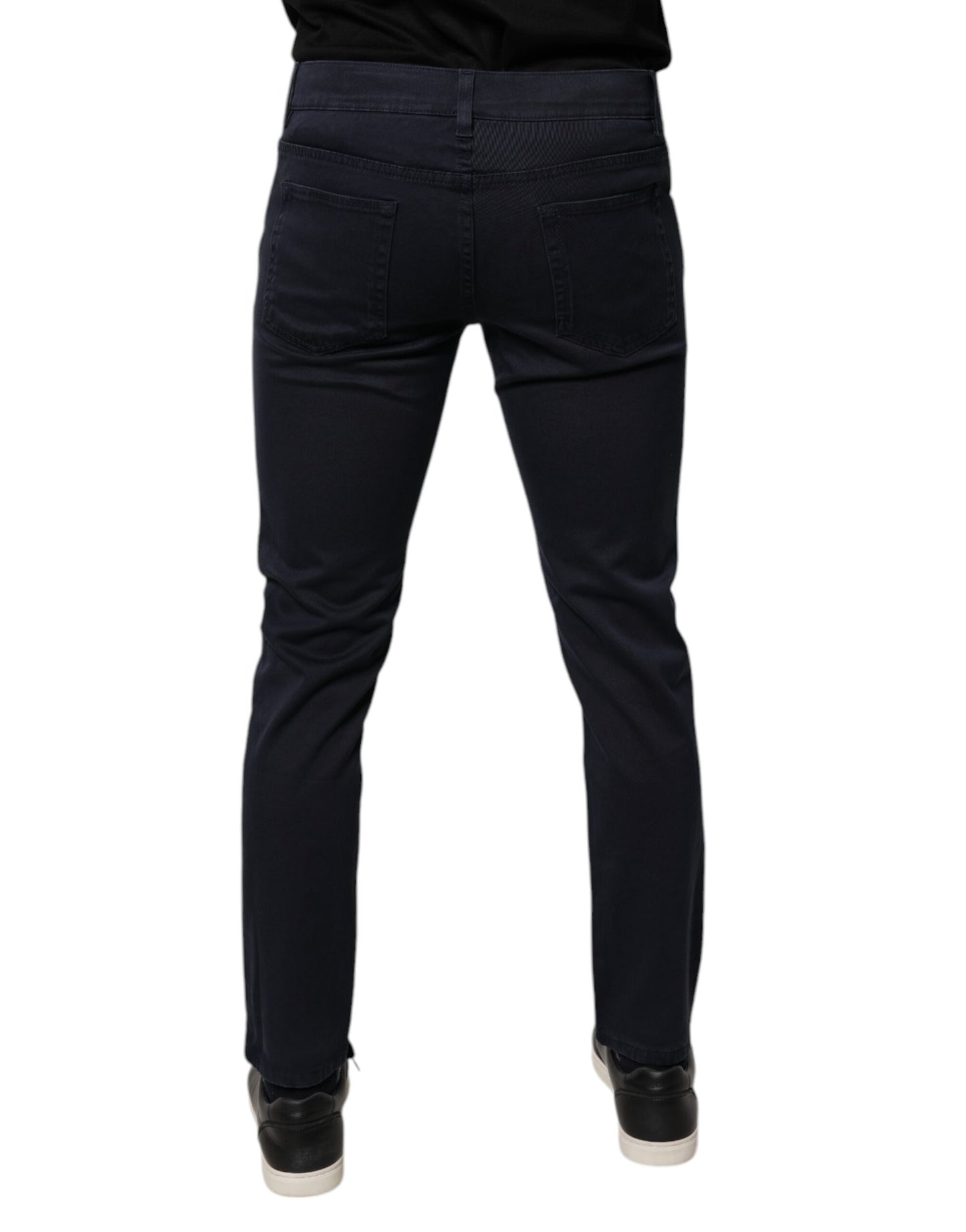 Dolce &amp; Gabbana Dark Blue GOLD Cotton Skinny Men Denim Jeans