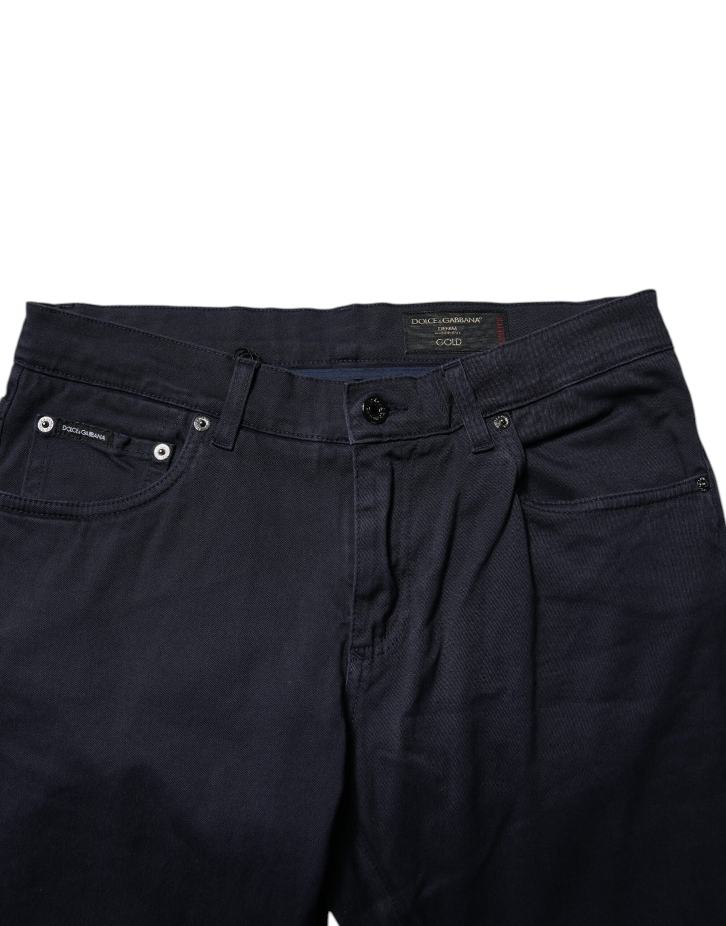 Dolce &amp; Gabbana Dark Blue GOLD Cotton Skinny Men Denim Jeans