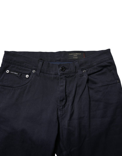 Dolce &amp; Gabbana Dark Blue GOLD Cotton Skinny Men Denim Jeans