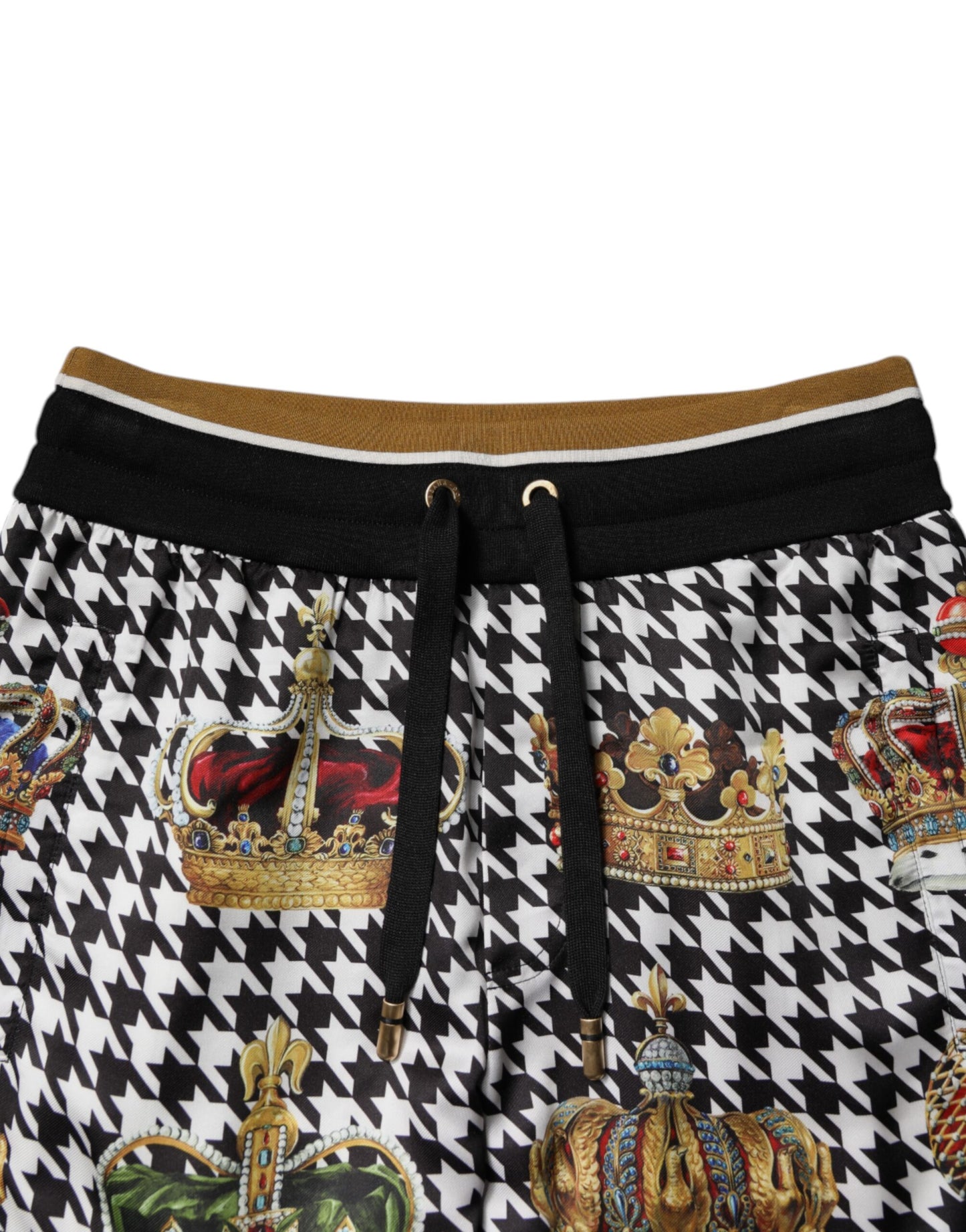 Dolce &amp; Gabbana Multicolor Houndstooth Crown Men Sweatpants Pants