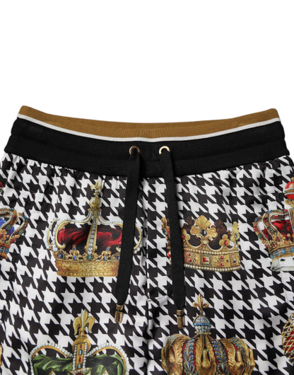 Dolce &amp; Gabbana Multicolor Houndstooth Crown Men Sweatpants Pants