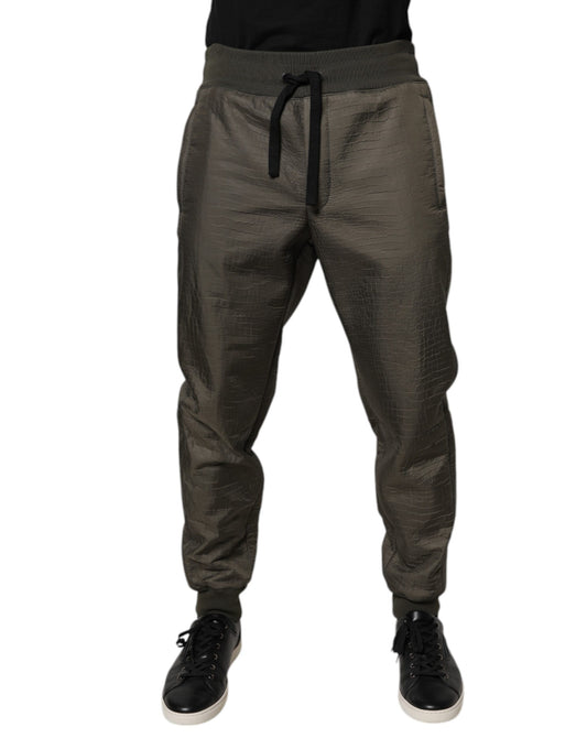 Dolce &amp; Gabbana Brown Lambskin Leather Men Sweatpants Pants
