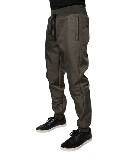 Dolce &amp; Gabbana Brown Lambskin Leather Men Sweatpants Pants