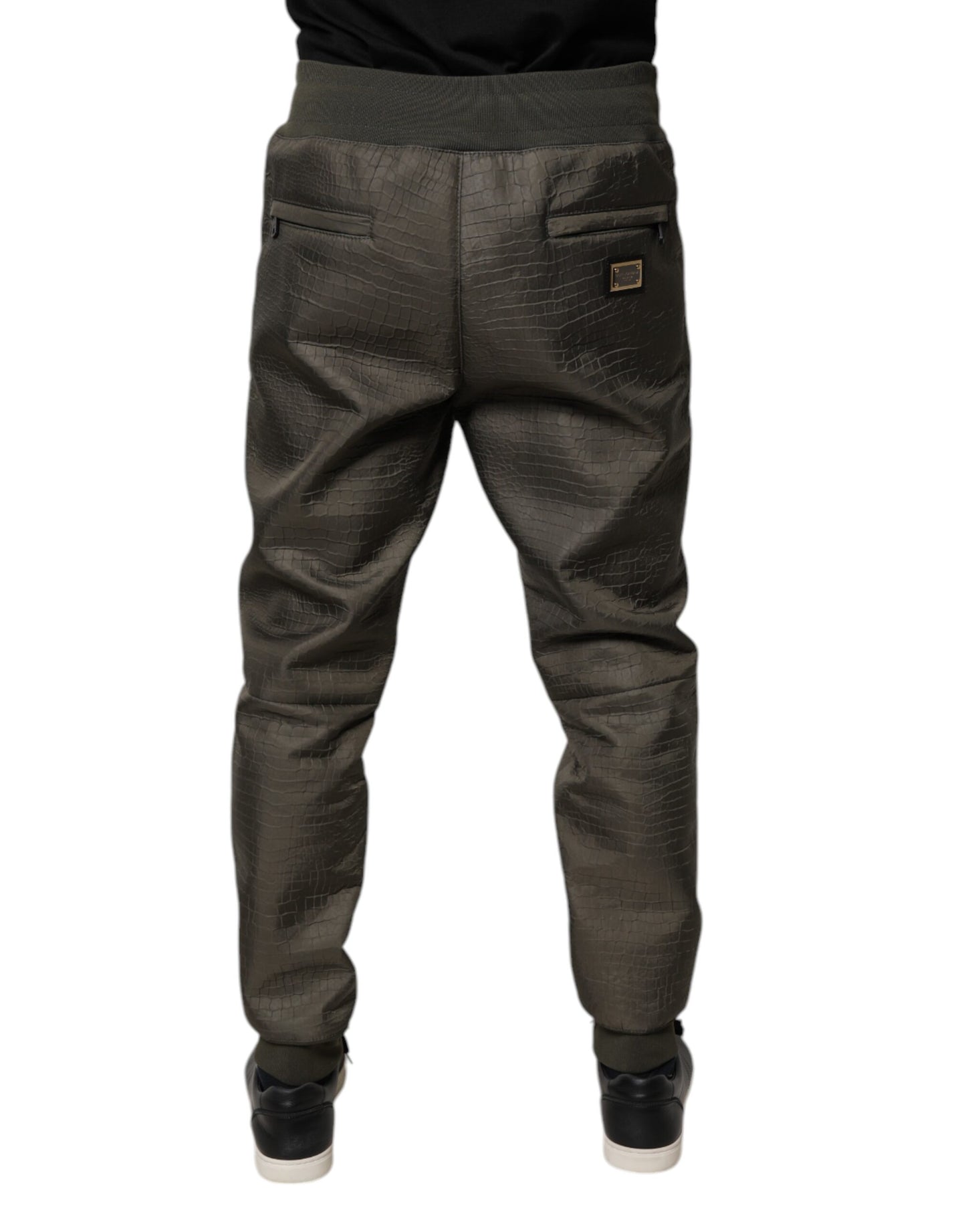 Dolce &amp; Gabbana Brown Lambskin Leather Men Sweatpants Pants
